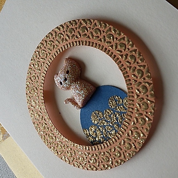 Handmade Gold and Orange Cat Greeting Card With Lined Envelope - Picture 4 of 6